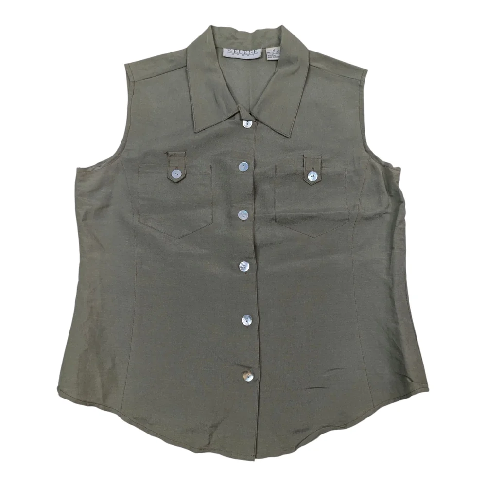 Women's Olive Sleeveless Jumpsuit - Picture 15 of 16